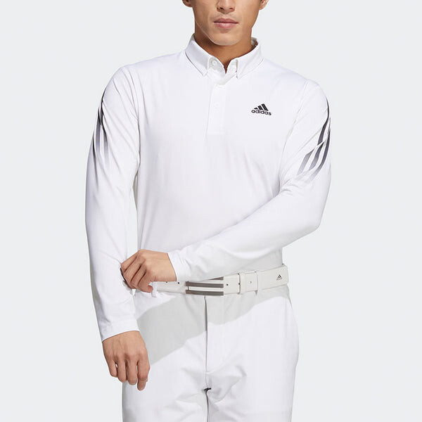 Футболка logo stripe long sleeves slim fit polo shirt white Adidas, мультиколор — фото 2