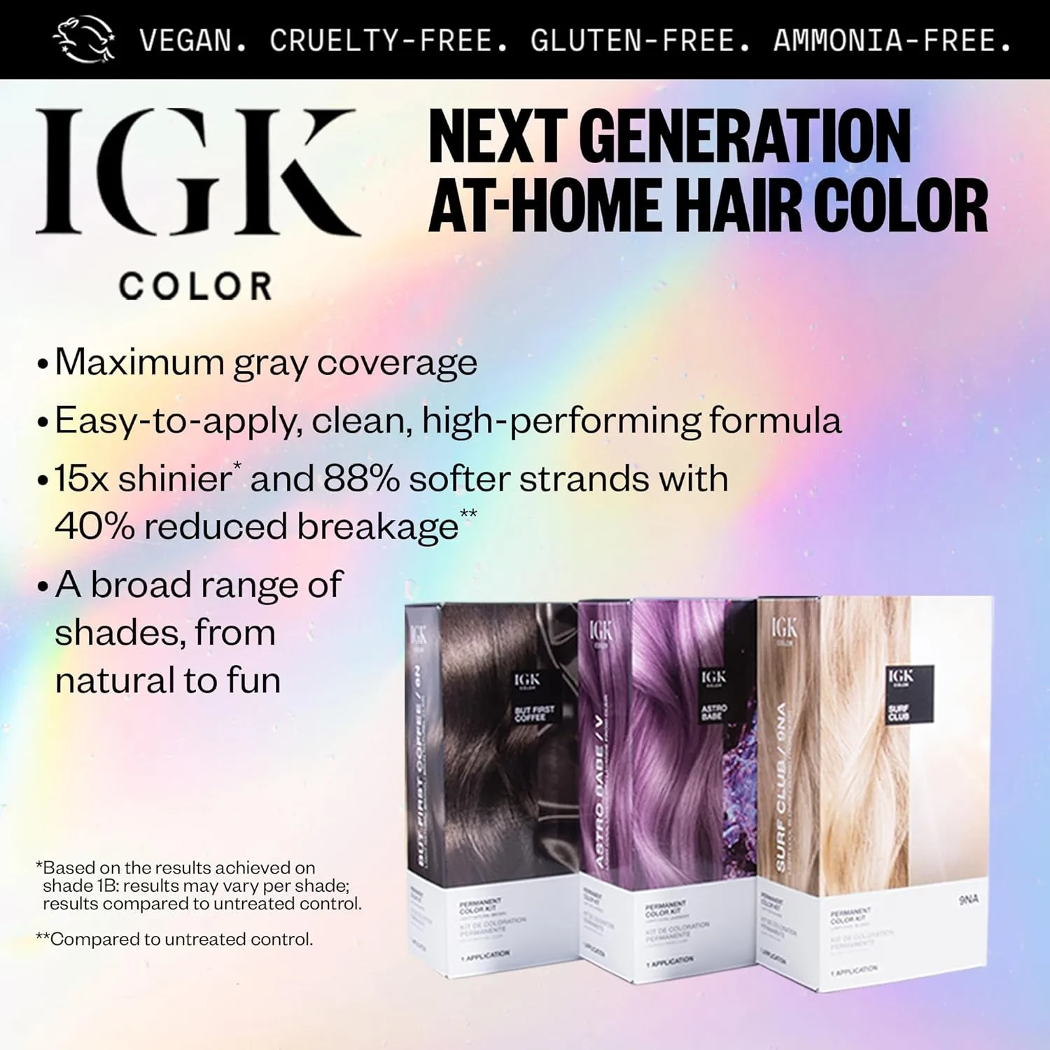 Набор для окрашивания IGK Permanent Color Kit TITANIUM - Pure Cool Gray BA, укрепление и блеск, веганский, без аммиака, 135 г (2 шт) для длинных/густых волос (134.66 г, 2 шт.), Pure Cool Gray — фото 3