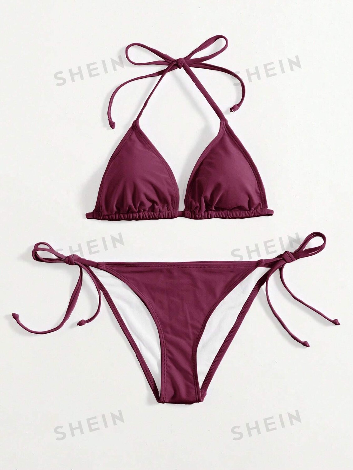 

Купальник Shein Swim Vcay с цветочной текстурой, бургундия