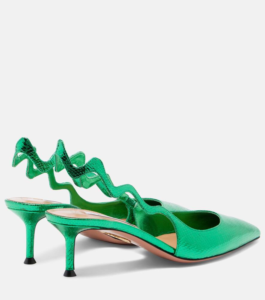 Artiste 50 кожаные босоножки-лодочки с ремешком metallic Aquazzura, Bright Emerald — фото 2