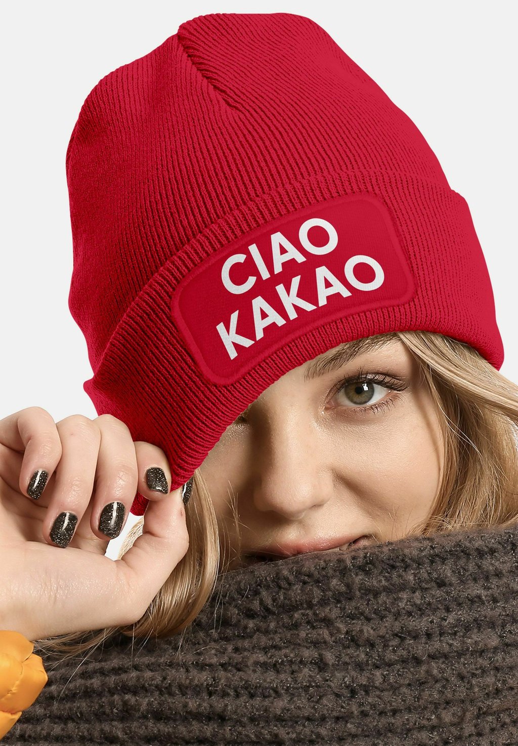 

Шапка MIT PATCH CIAO KAKAO MIT SPRUCH MoonWorks, темно-красный
