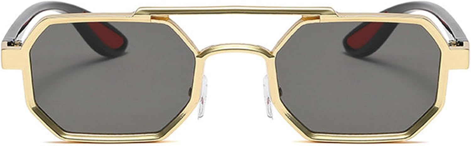 

Солнцезащитные очки Helena Square для женщин и мужчин, ретро, ​​восьмиугольные металлические солнцезащитные очки, винтажные многоугольные очки с защитой от УФ-излучения UV400, C1