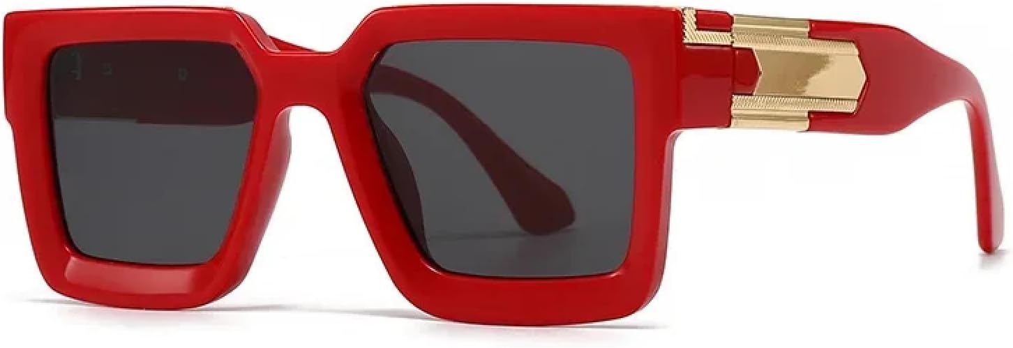 

Классические солнцезащитные очки с большой вогнутой оправой для женщин и мужчин, в роскошном винтажном панк-стиле, популярные, с защитой от УФ-излучения UV400 TVTBBVV, Red Black