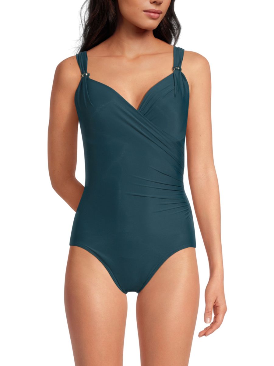 

Слитный купальник Razzle Dazzle со сборками Miraclesuit, цвет Nova Green