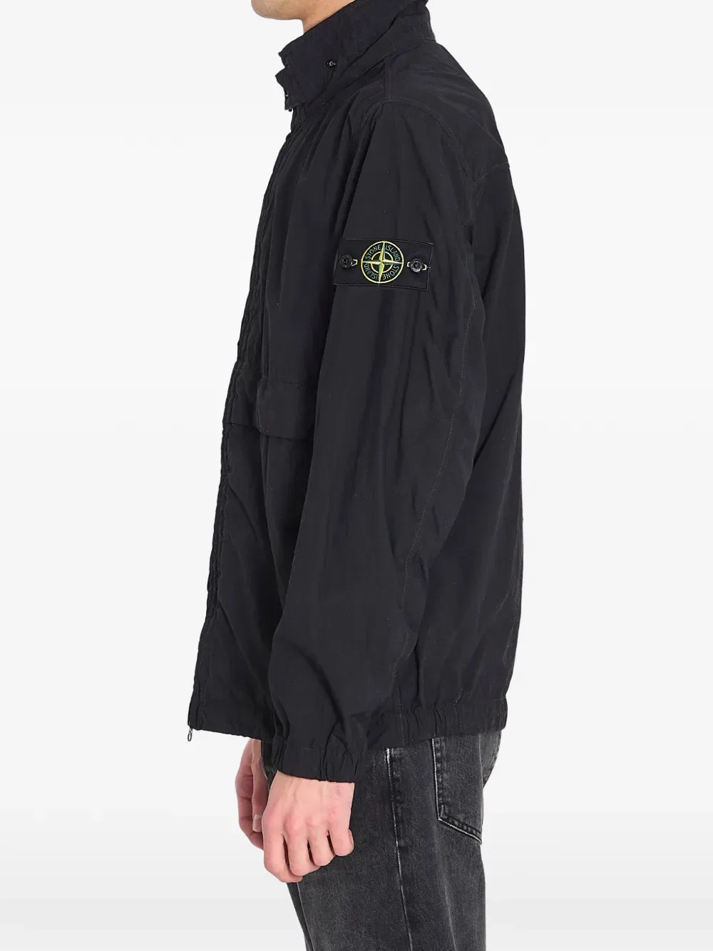 Куртка на молнии с нашивкой и логотипом Stone Island, черный — фото 3