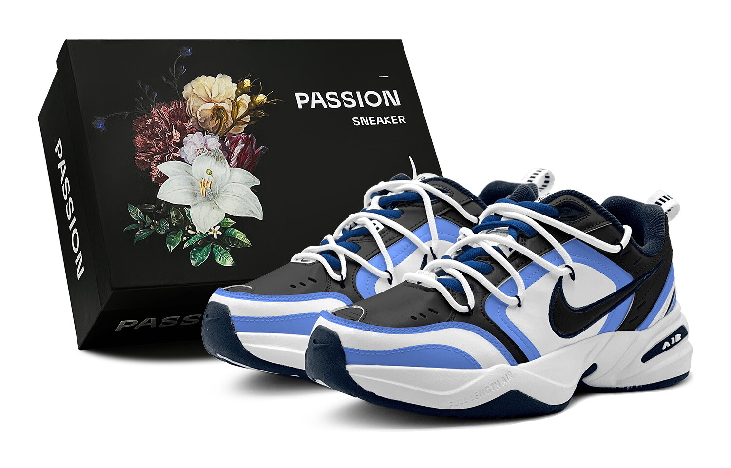 

Кроссовки Nike Air Monarch 4 Chunky Sneakers Unisex Low-top Black/Blue, черный/синий