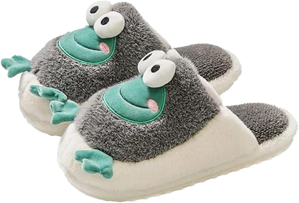 

Мягкие плюшевые тапочки-лягушки Uewidiod для мужчин и женщин, домашние теплые тапочки, серый