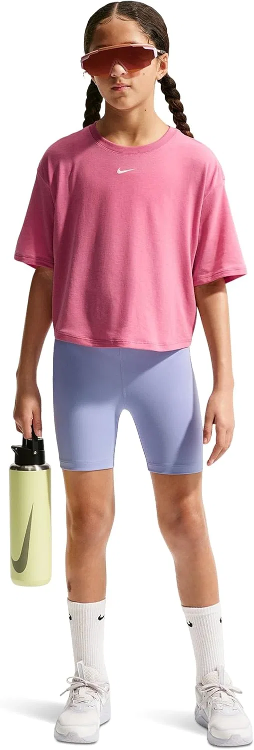 Футболка для девочек Nike One Relaxed Dri-FIT, Peony/White