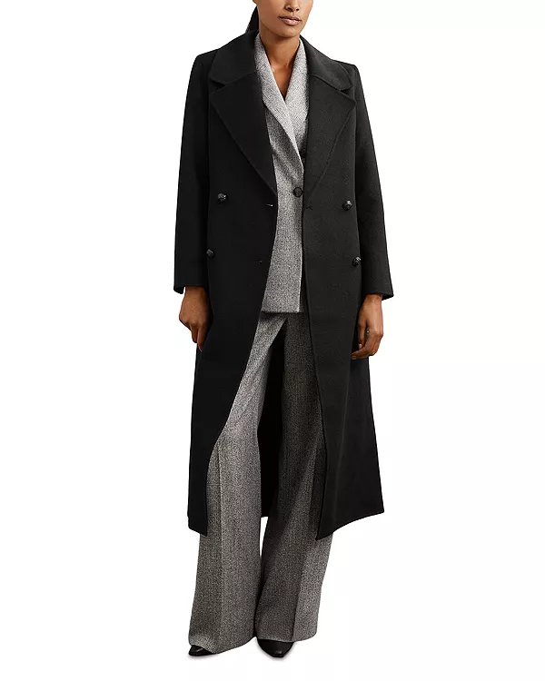 

Пальто «Дориан» с воротником из искусственного меха Reiss, черный