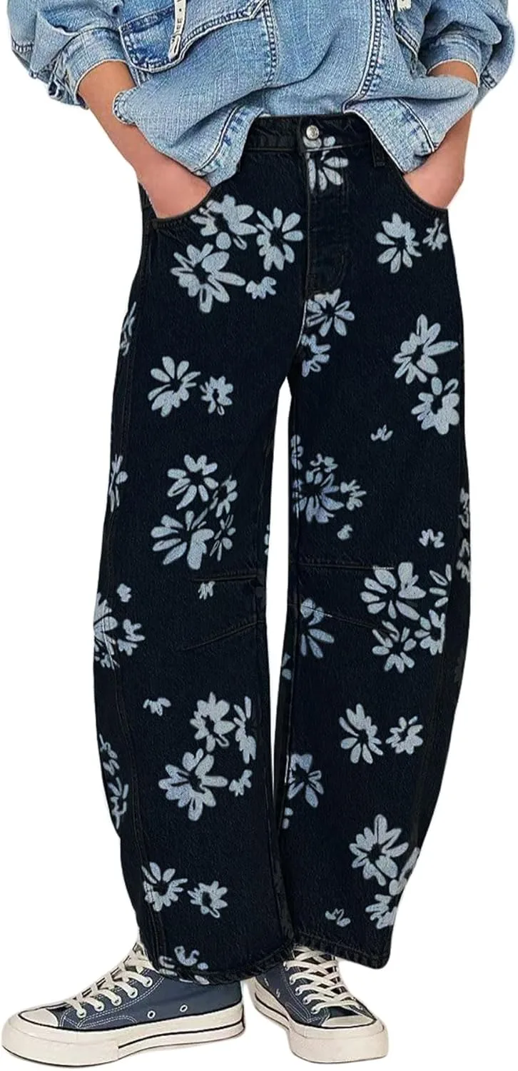 

GGUHHU Джинсы для женщин в стиле Y2K, широкие, потертые