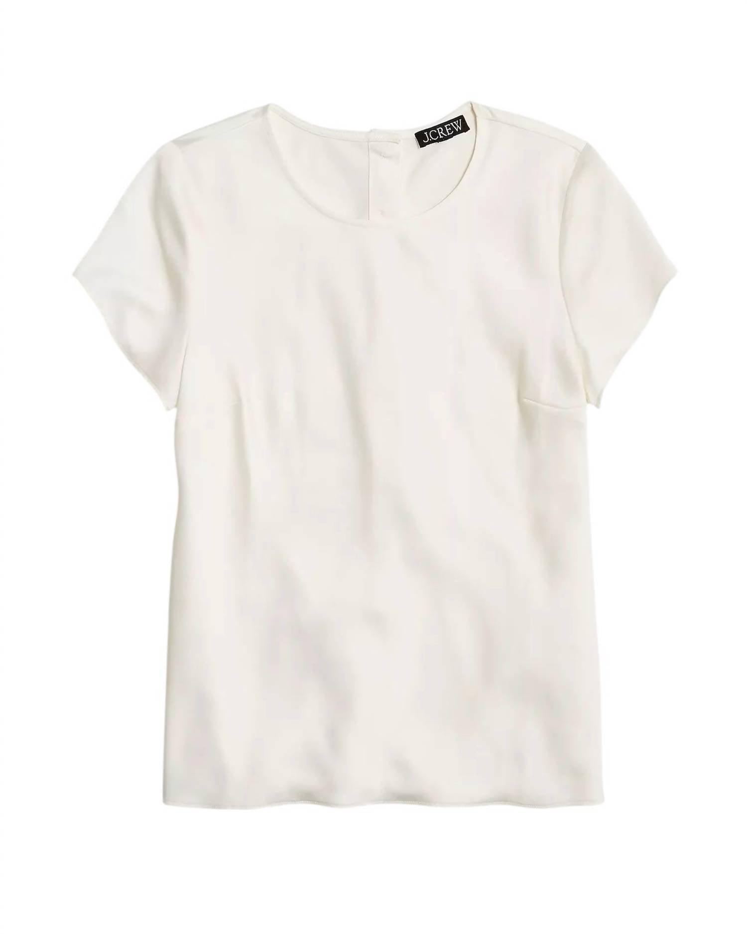 

Женский топ с короткими рукавами и застежкой на пуговицы сзади из повседневного крепа цвета слоновой кости J.Crew