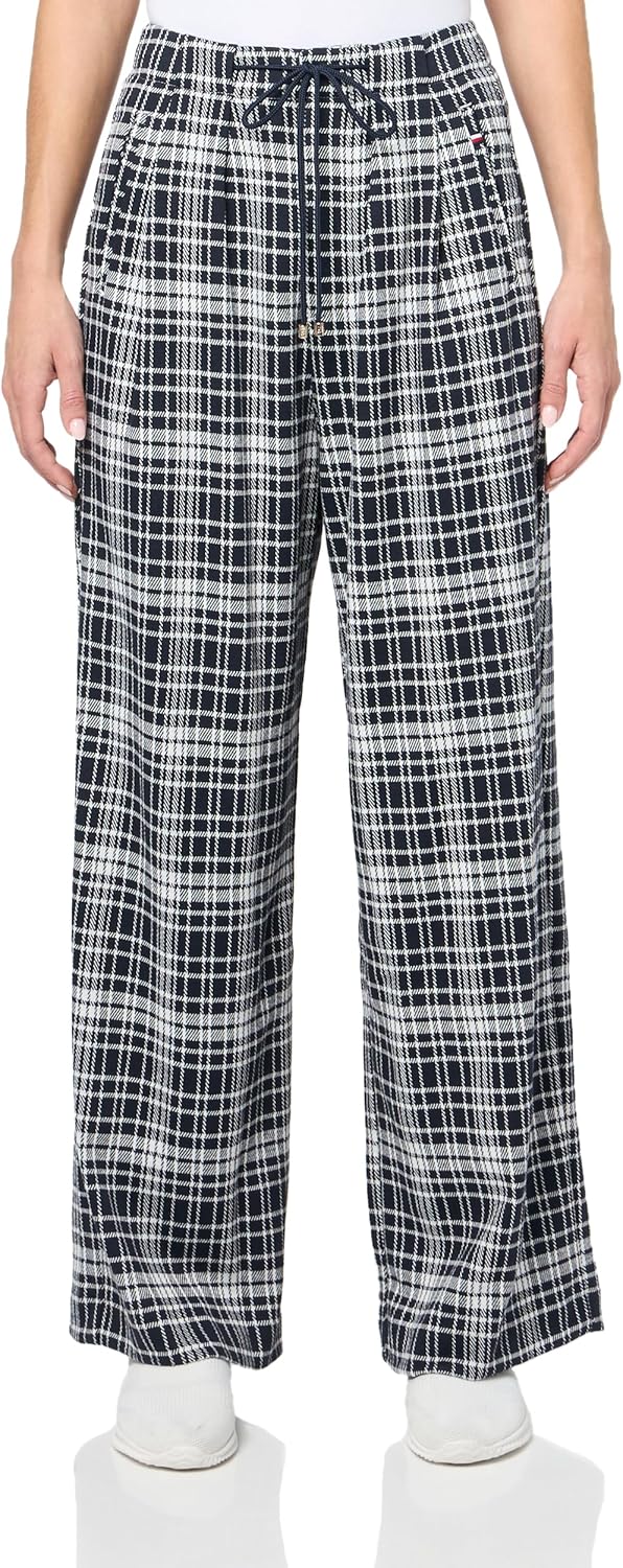 

Женские спортивные брюки Tommy Hilfiger с широкими плиссированными штанинами и принтом, Sky Captain/Ivory