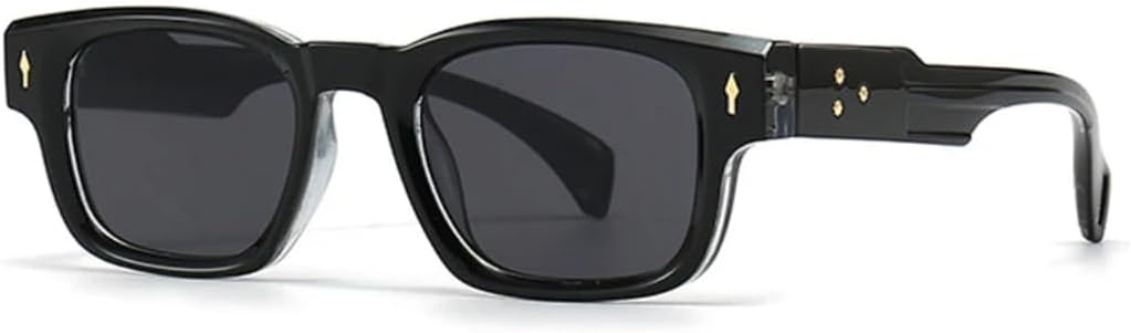 

Солнцезащитные очки для мужчин и женщин - защита UV400 - маленькая оправа, градиентные линзы, заклепки, стиль панк, для занятий спортом на открытом воздухе и вождения DSVIGF, Black Gray