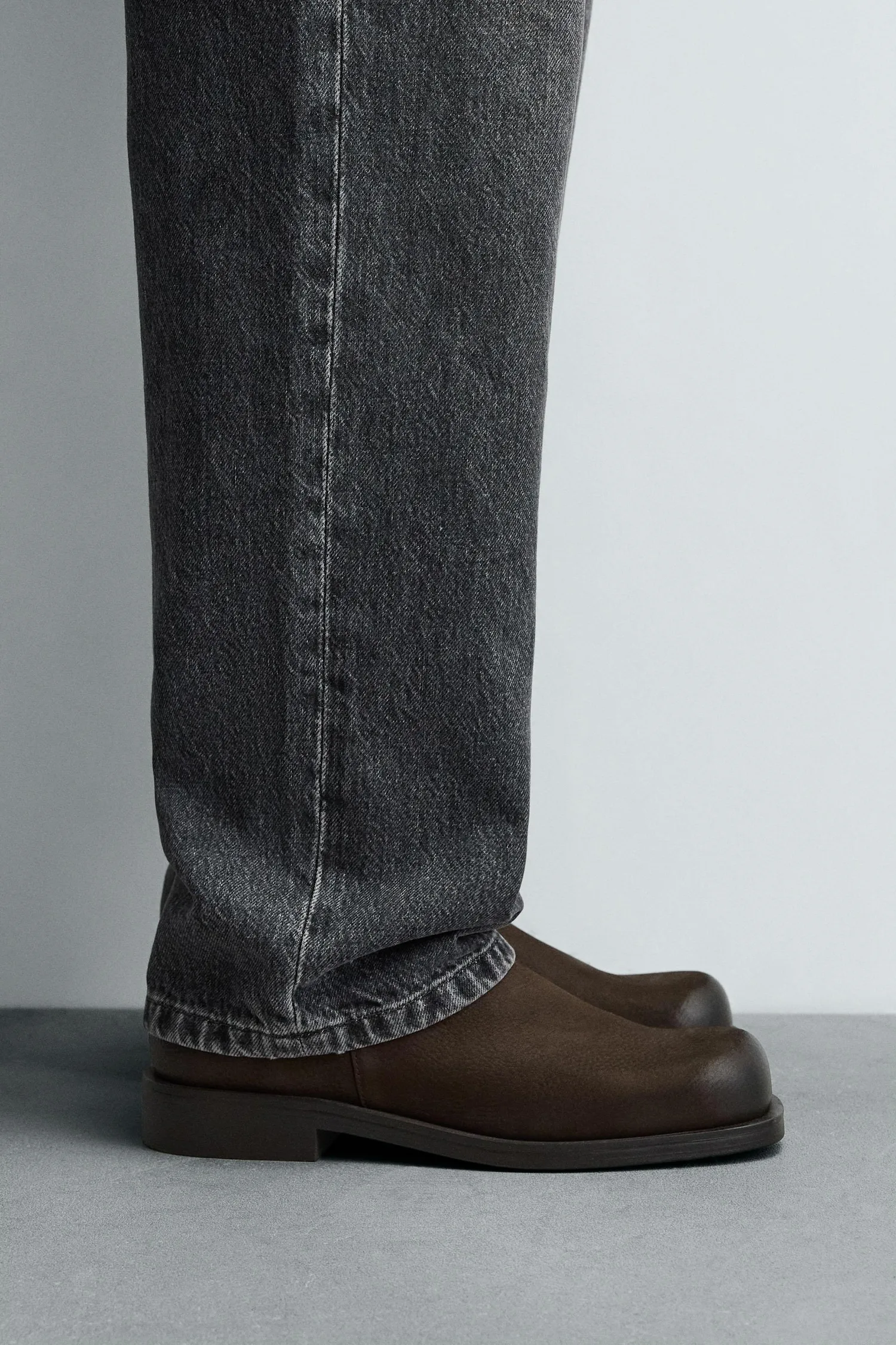 Кожаные ботинки Zara, коричневый