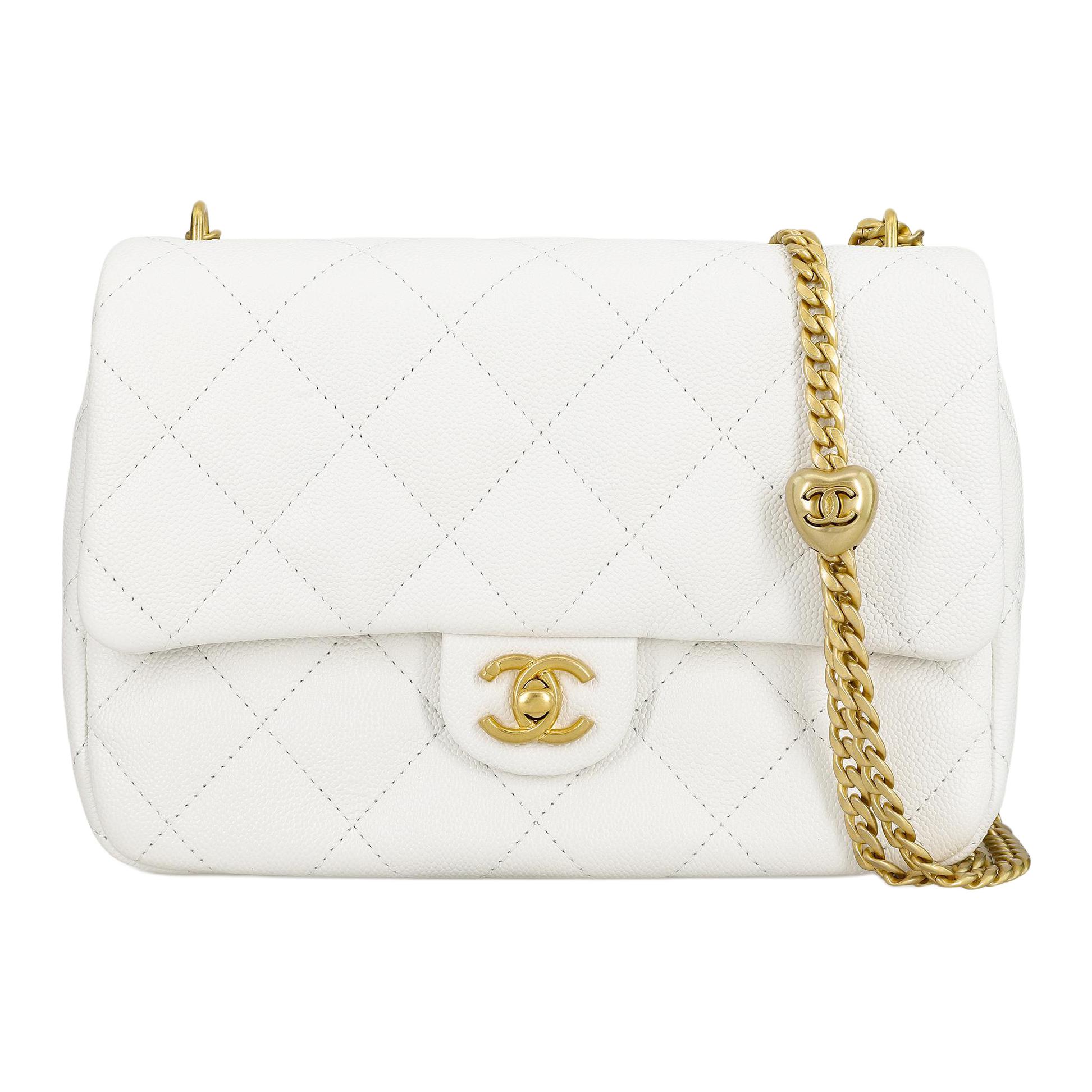 

CHANEL 23P SS Grain Embossed Cow Leather Shoulder Bag, Crossbody Bag Large Women's White