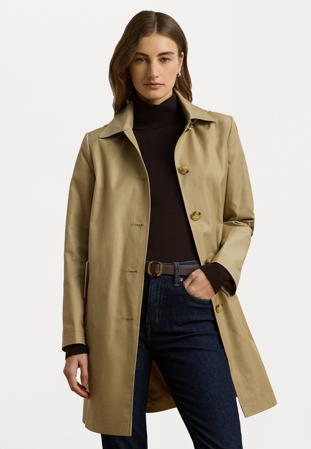 

Короткое пальто HOODED COTTON BLEND BALMACAAN COAT Lauren Ralph Lauren, бежевый