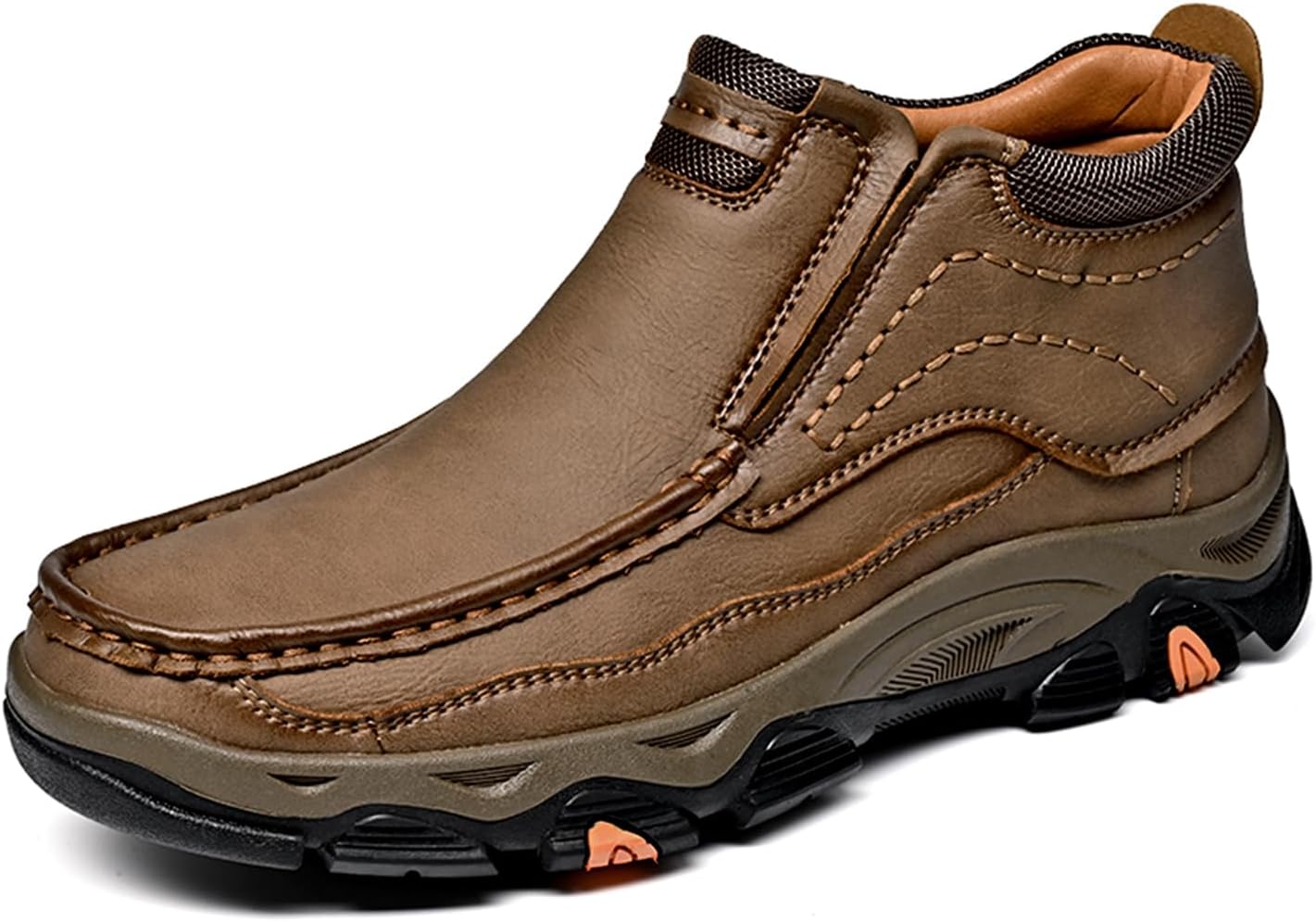 

Мужские слипоны из кожи, повседневные прогулочные туфли, удобные для работы, офиса, улицы, высокой посадки V8 Mostelo, хаки