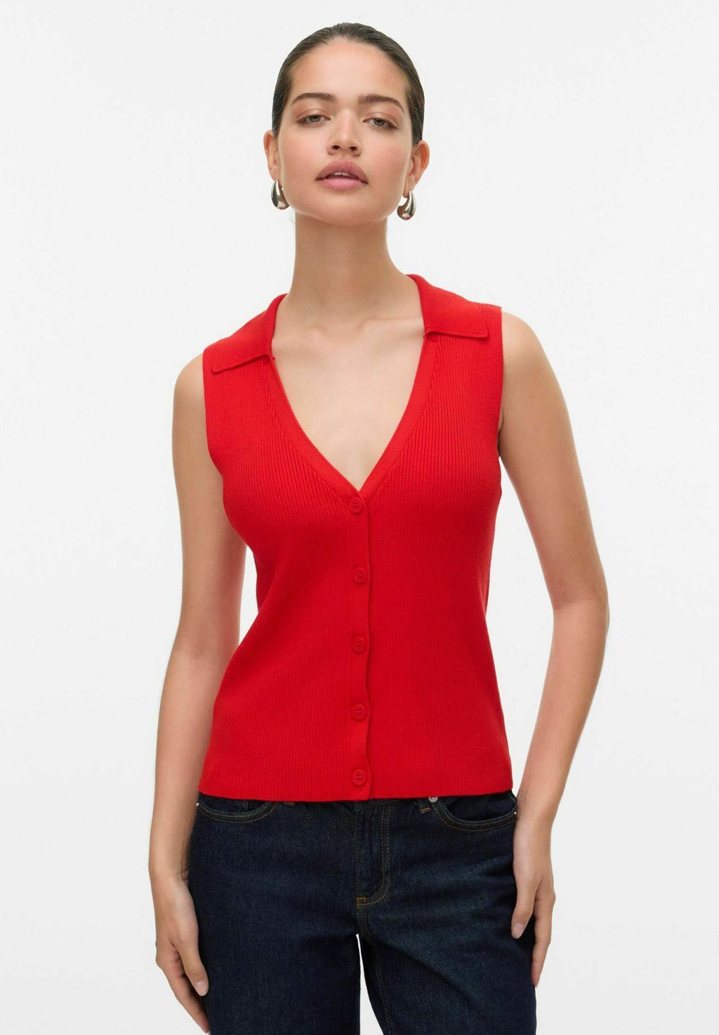

Топ без рукавов VMWILLOW V NECK Vero Moda, красный