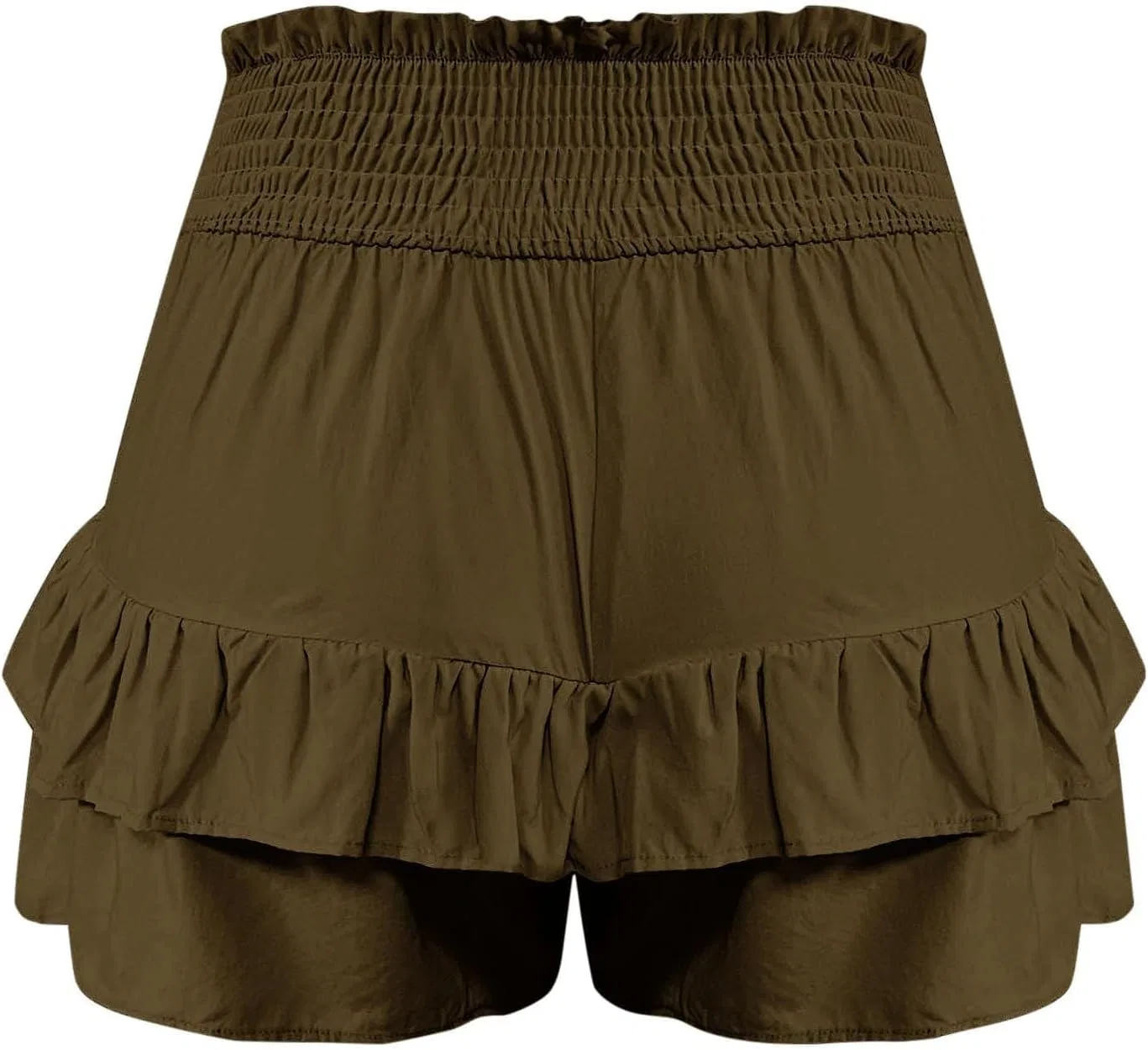 Шорты спортивные с завышенной талией и рюшами, Generic, A04-army Green — фото 4