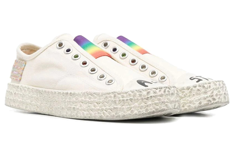 Кеды Logo Low top Stylish Skateboarding Shoes Women's Beige Distressed Acne Studios — фото 3