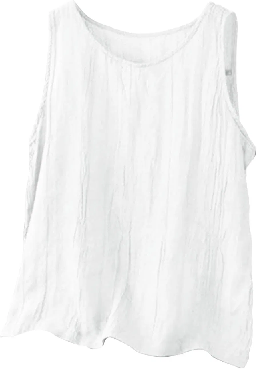 Топ Camisole, женский, из хлопка и льна, большие размеры, белый — фото 3