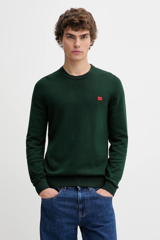 

Хлопковый свитер Hugo, зеленый