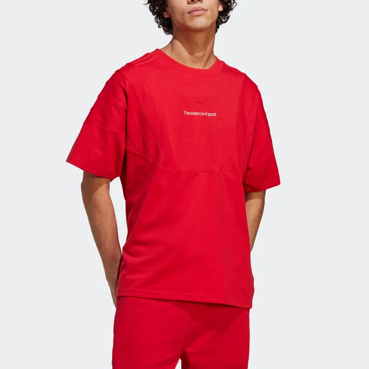 Adidas Originals Футболка Blue Version Collection мужская светло-алого цвета с круглым вырезом и прямым кроем — фото 3
