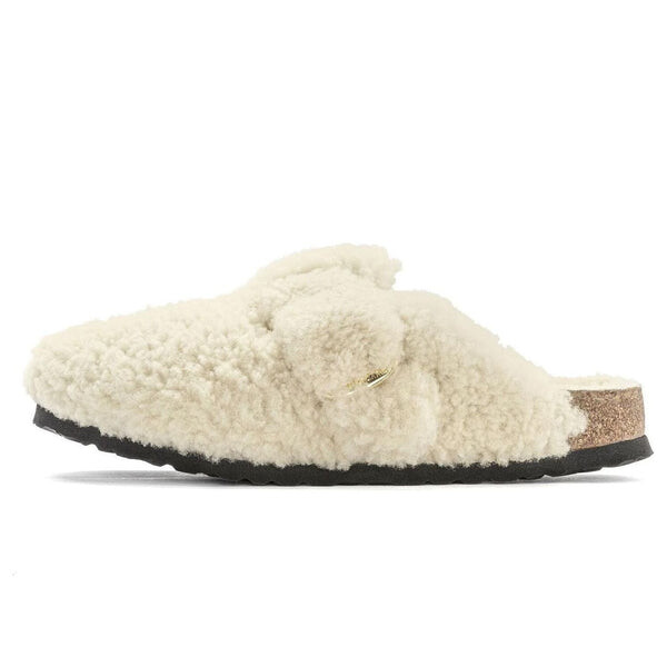 Тапочки boston big buckle shearling narrow fit 'eggshell' Birkenstock, белый