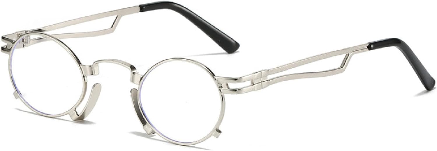 

Ретро-солнцезащитные очки маленького овального размера для женщин, модные, с уникальной металлической оправой, защита от УФ-излучения UV400, панк-очки для мужчин TVTBBVV, Silver Clear