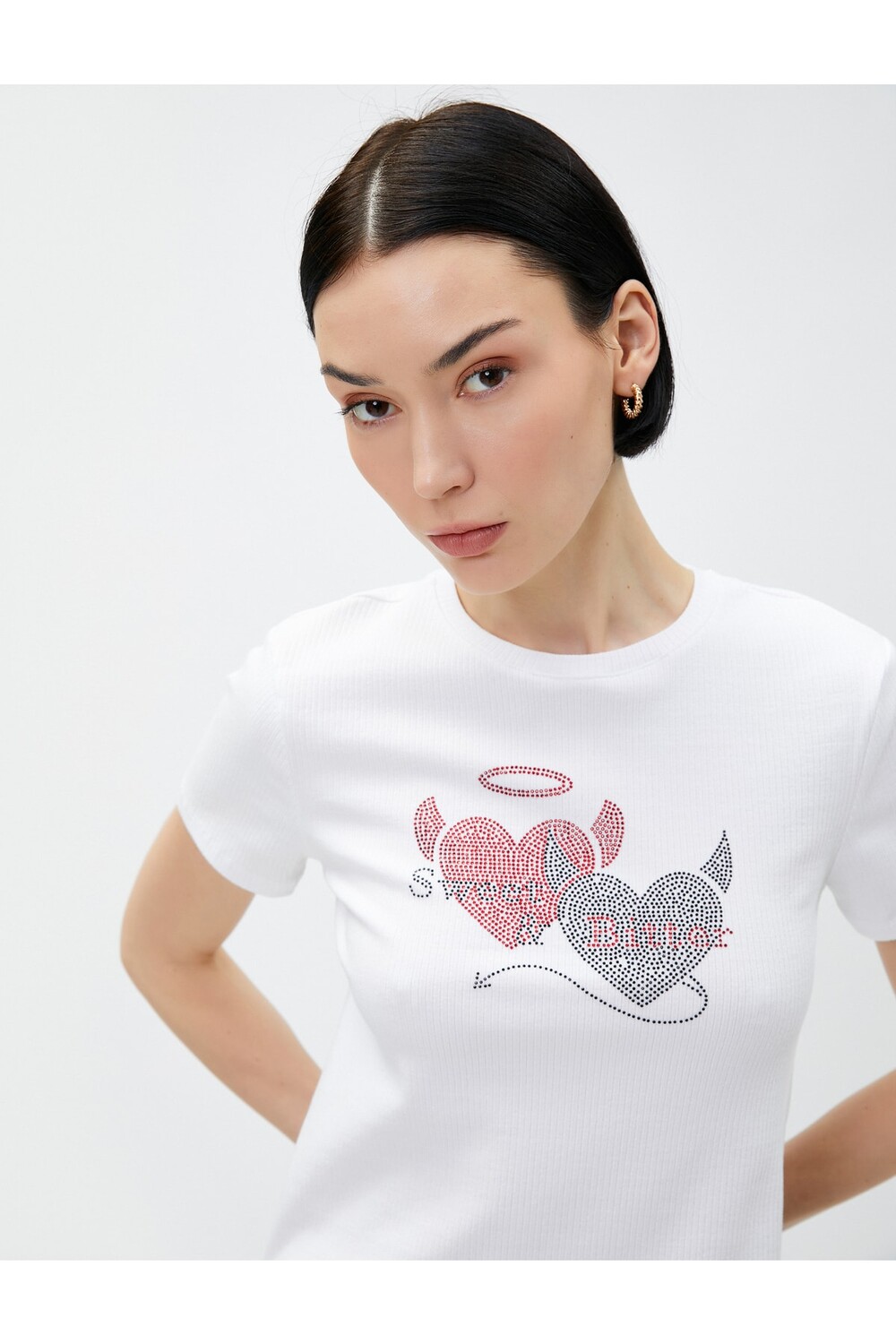 

Укороченная футболка Heart Stone Koton, белый