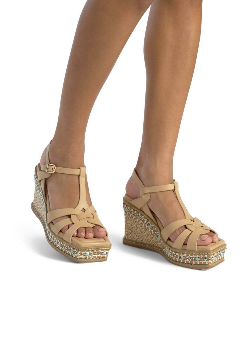 Босоножки на танкетке CIERRE CON HEBILLA - High heeled sandals Alma en Pena, светло-коричневый