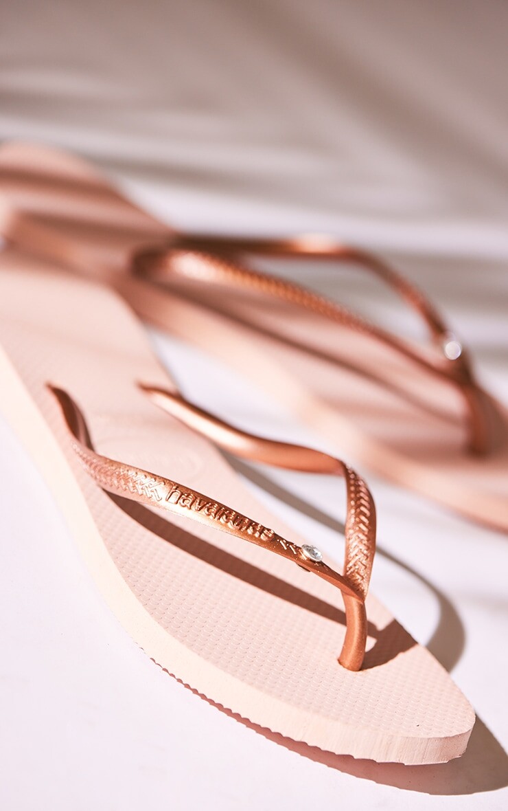 PrettyLittleThing Шлепанцы Розовое золото Havaianas Slim Crystal — фото 2