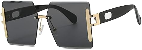 

Солнцезащитные очки большого размера без оправы 2026 года для женщин и мужчин. Модные солнцезащитные очки в винтажном стиле, розовые, с защитой от УФ-излучения UV400 MTZJH, Black