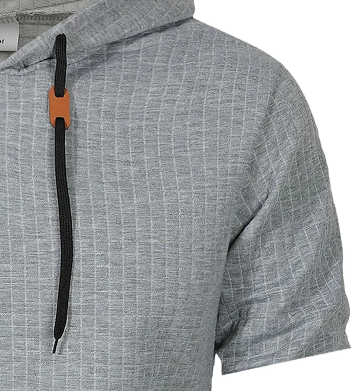 Мужская худи с капюшоном, вафельный трикотаж, короткий рукав, Light Gray — фото 4