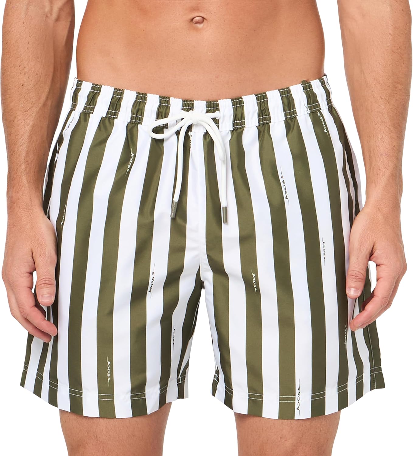 

Мужские плавки BOSS в горизонтальную полоску, White Lychee/Avocado Green