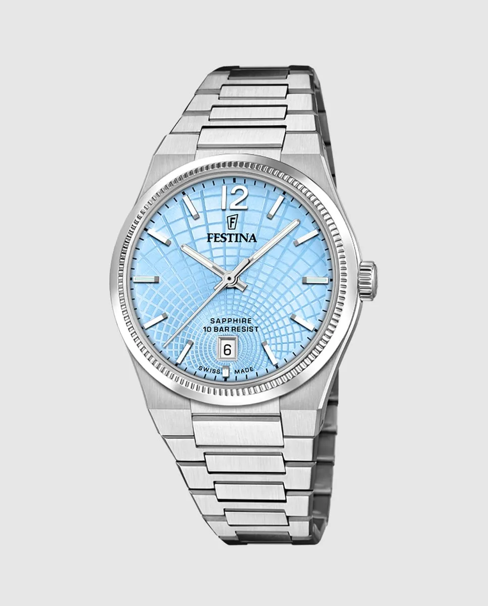 

F20052/5 швейцарские женские часы Rivé Silver Steel Festina, серебряный