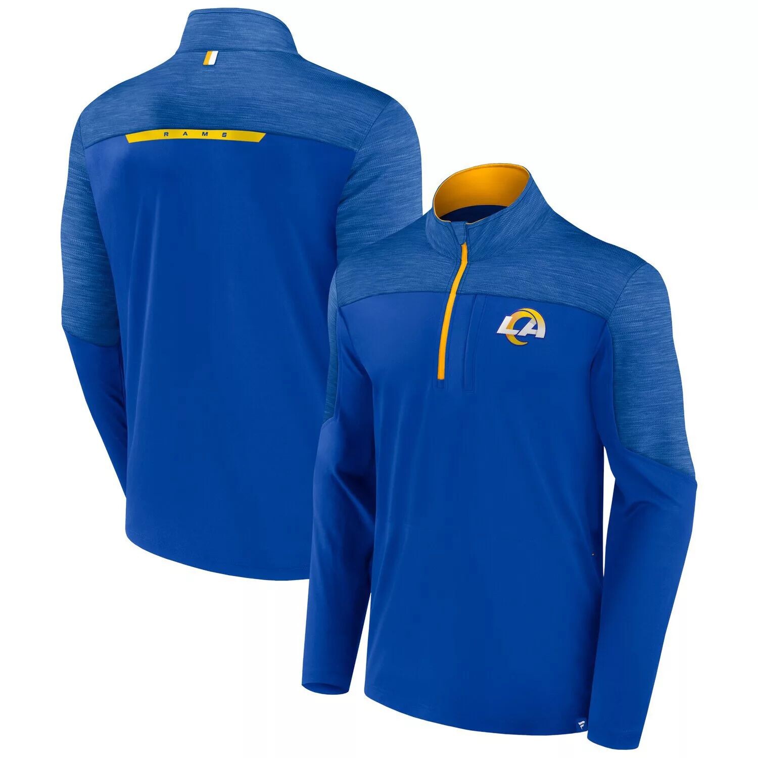 

Мужская фирменная футболка с молнией до половины молнии Royal Los Angeles Rams Defender Fanatics