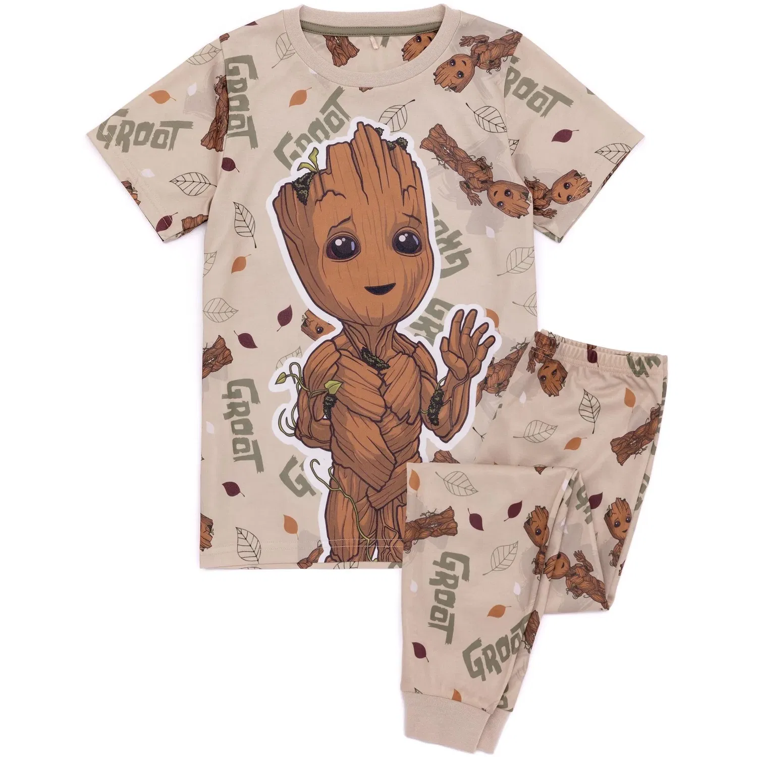 Пижама детская с Baby Groot Marvel, коричневый — фото 3