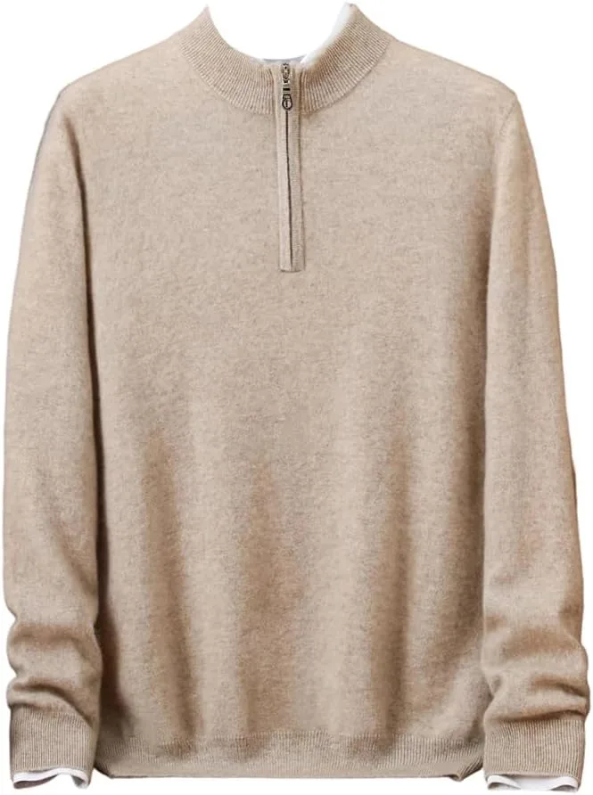 

Мужской пуловер из 100% кашемира с четвертью молнии OWEIEYEU