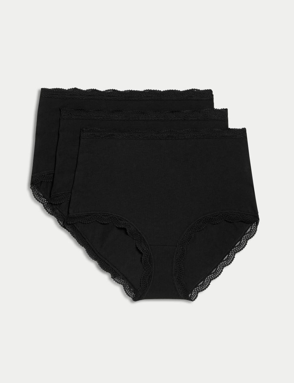 

Трусы-слипы из хлопка с высоким содержанием 3 шт. Marks & Spencer, черный