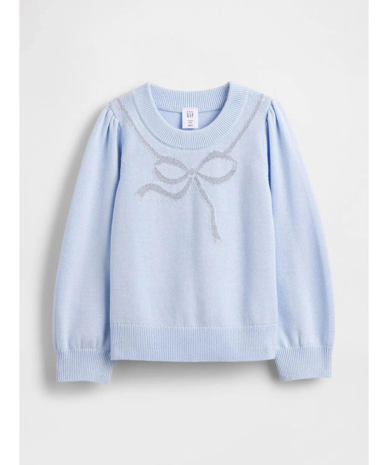 Детский свитер с пышным рукавом Gap Cotton 100% длинный рукав светло-голубой