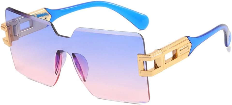 

Женские солнцезащитные очки без оправы 2027 года, радужная оправа, винтажные цельные очки, мужские солнцезащитные очки с закругленными краями, защита от УФ-излучения UV400 MTZJH, 2