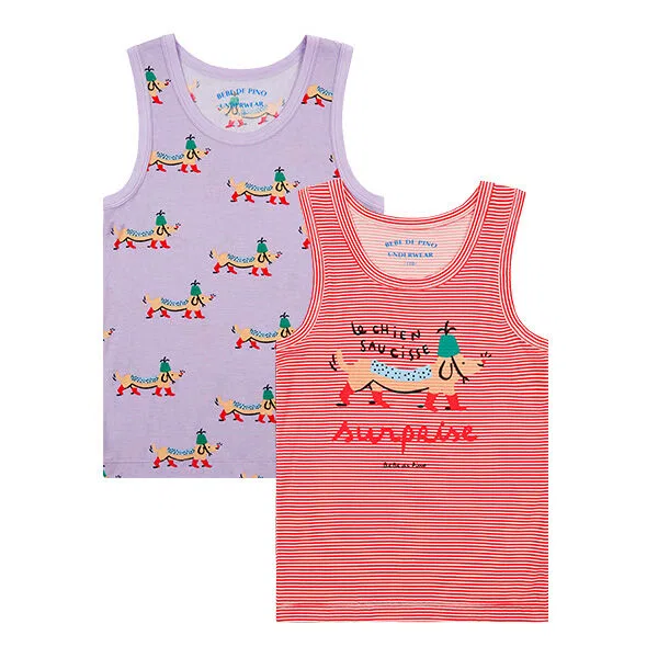 Детский комплект из двух маек с таксой Tencel, от Bebe De Pino Underwear