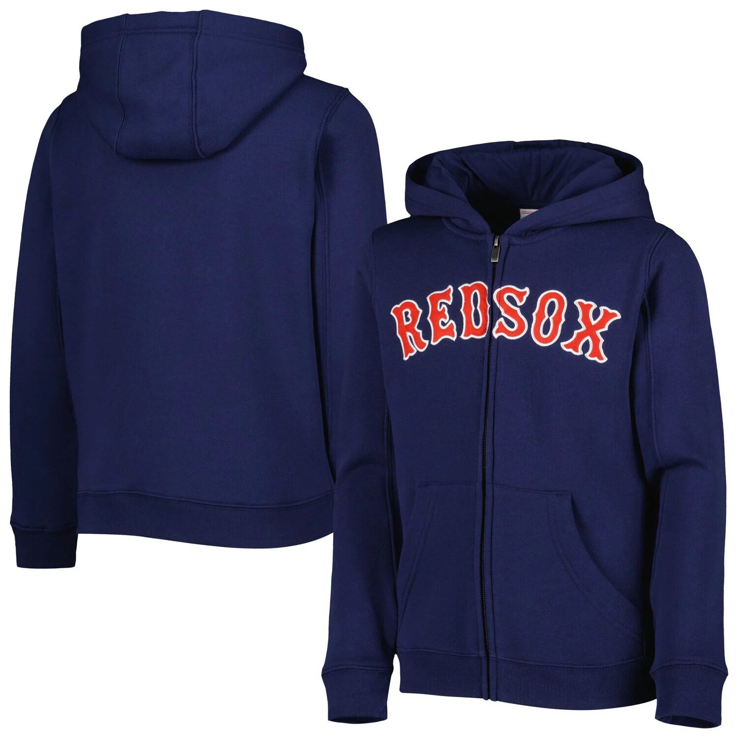 Флисовая толстовка с молнией во всю длину и надписью Youth Navy Boston Red Sox Outerstuff