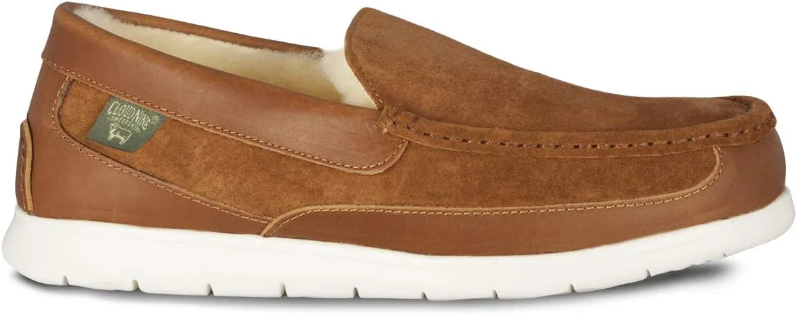 Лоферы мужские из нубука Cloud Nine Sheepskin Shipley, каштан