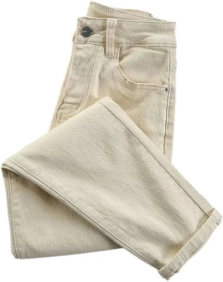 Джинсы прямого кроя, повседневные, Beige