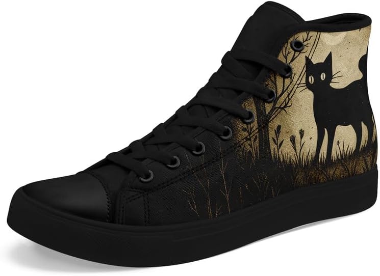 

Стильные унисекс кроссовки на высокой подошве из холста с рисунком лесных животных для мужчин, удобная повседневная обувь на шнуровке для женщин Awsole, черный
