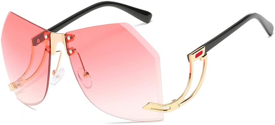 

Солнцезащитные очки без оправы неправильной формы для женщин, оправа из сплава, большие солнцезащитные очки с градиентным переходом, модные женские прозрачные очки MTZJH, 03 Pink