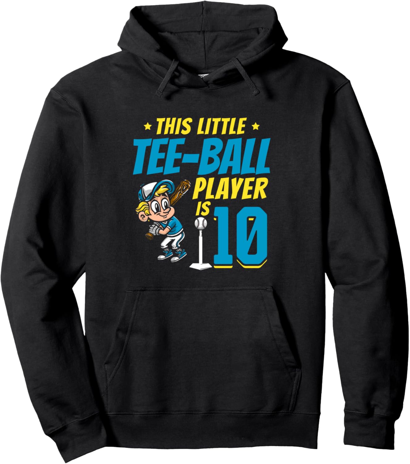 

Худи для вечеринки в честь 10-летия игрока в ти-бол 10Th Birthday Party Tee-Ball Player, черный