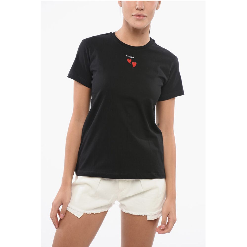 

Футболка TRAPANI из хлопка с круглым вырезом и контрастными сердцами Pinko, Black